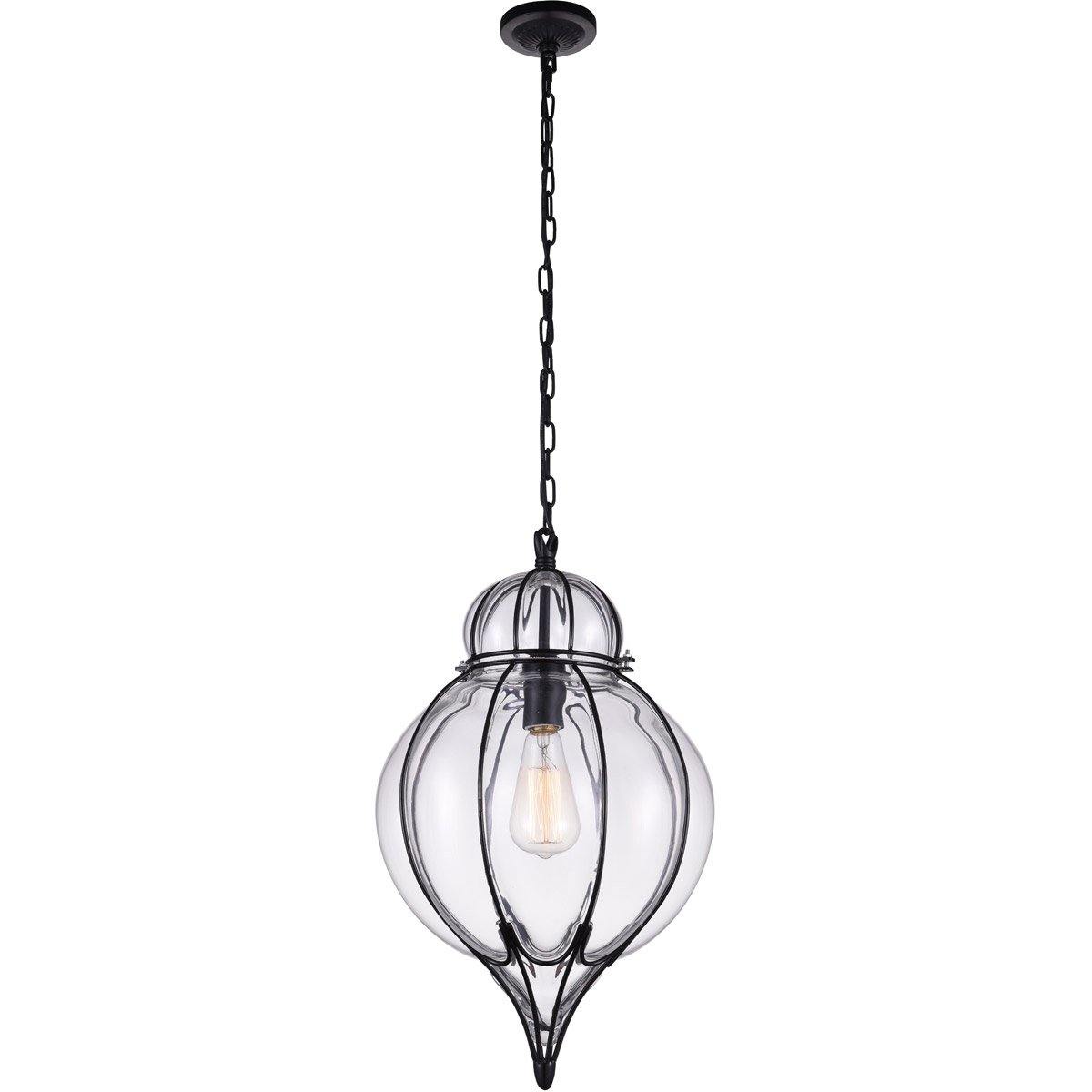 Black Steel Frame with Clear Glass Shade Pendant - LV LIGHTING