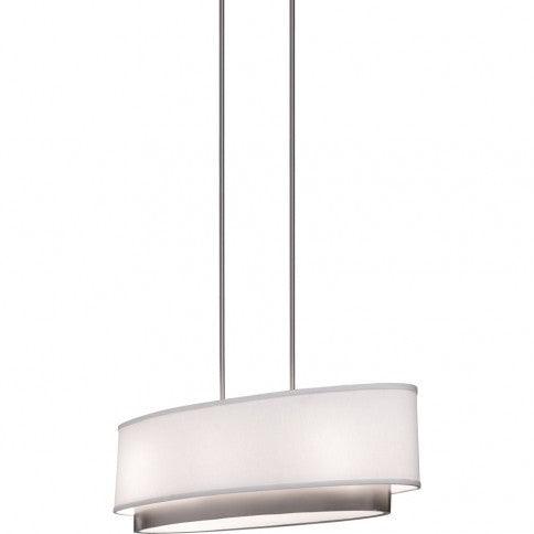 Brushed Nickel with White Linen Shade Oval Pendant - LV LIGHTING
