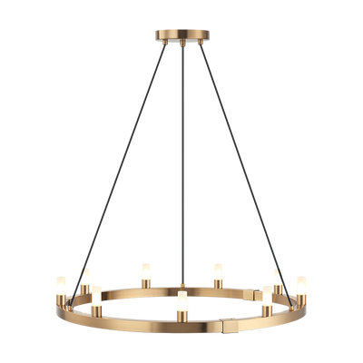 Steel Ring Frame with Opal Glass Shade Single Tier Chandelier