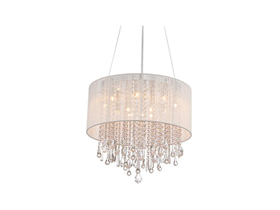 Organza Shade with Clear Crystal Strand and Drop Pendant / Chandelier - LV LIGHTING