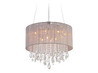 Organza Shade with Clear Crystal Strand and Drop Pendant / Chandelier - LV LIGHTING