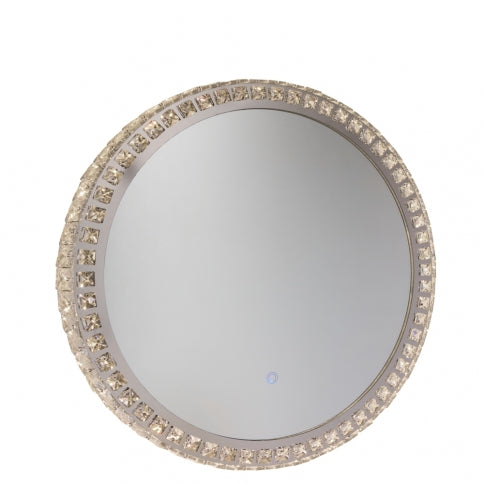 LED Chrome Frame with Crystal Round Mirror