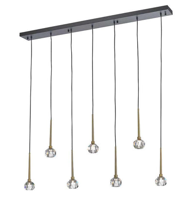 Antique Brass and Black with Crystal Pendant - LV LIGHTING