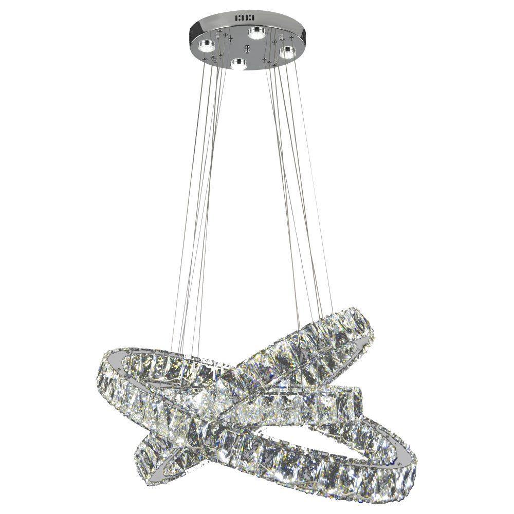Chrome with Crystal Tripple Ring Chandelier - LV LIGHTING