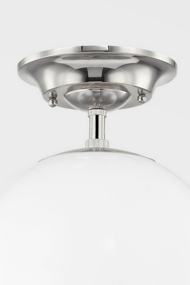 Steel with Opal Glass Globe Shade Semi Flush Mount