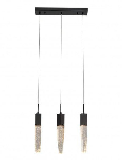 Steel with Clear Bubble Iceberg Crystal Linear Pendant - LV LIGHTING