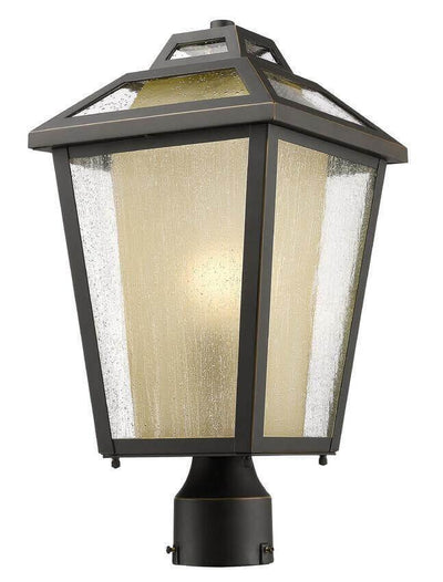 Aluminum with Clear Seedy Glass Shade Traditional Outdoor Post Light - LV LIGHTING