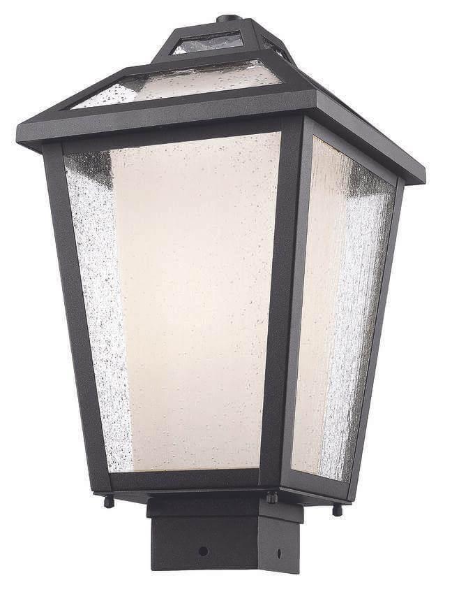 Aluminum with Clear Seedy Glass Shade Traditional Outdoor Post Light - LV LIGHTING