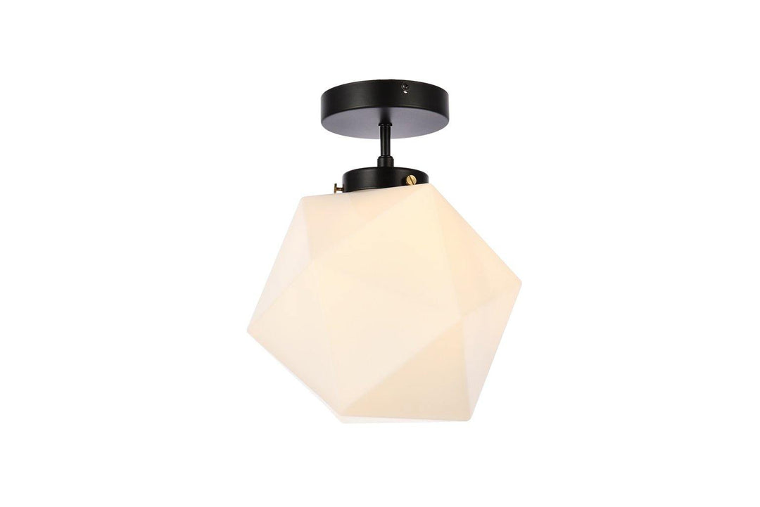 Steel with Frosted Shade Single Light - LV LIGHTING
