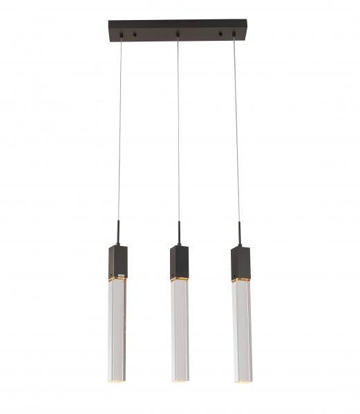 Black with Clear Block Crystal Linear Pendant - LV LIGHTING
