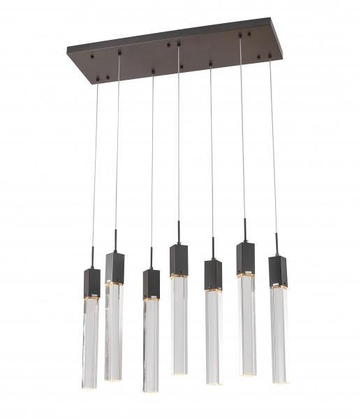 Black with Clear Block Crystal Linear Pendant - LV LIGHTING
