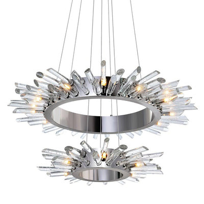 Polished Nickel with Crystal Chandelier 2 Layers - LV LIGHTING