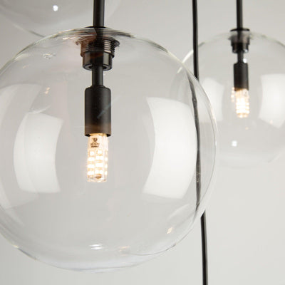 Black with Clear Glass Globe 5 Light Chandelier - LV LIGHTING