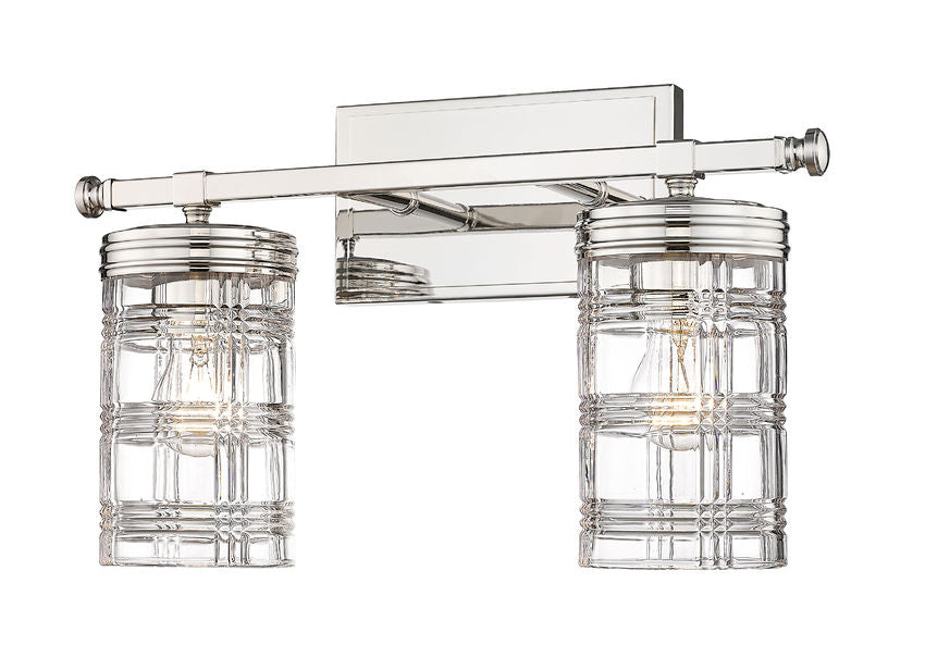 Steel Frame with Clear Patterned Glass Shade Vanity Light