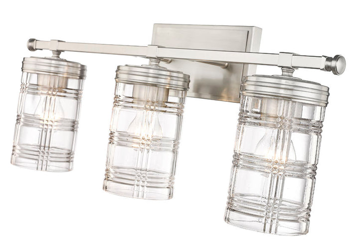 Steel Frame with Clear Patterned Glass Shade Vanity Light