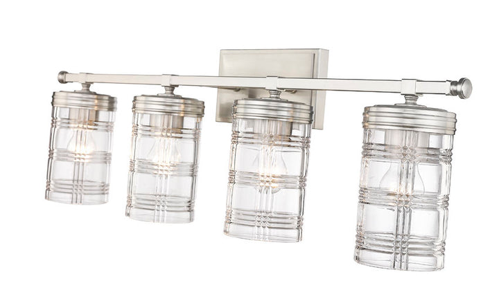 Steel Frame with Clear Patterned Glass Shade Vanity Light