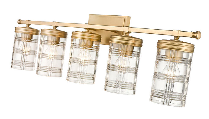 Steel Frame with Clear Patterned Glass Shade Vanity Light