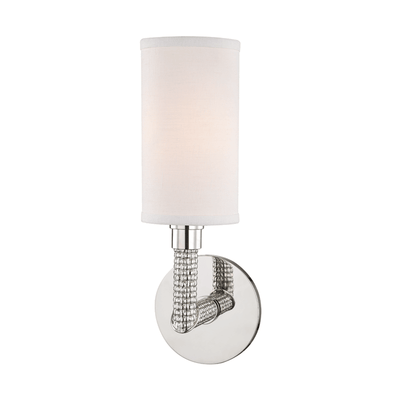 Steel Basket Weave Arm with Fabric Shade Wall Sconce - LV LIGHTING