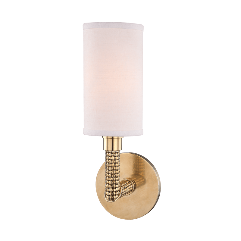 Steel Basket Weave Arm with Fabric Shade Wall Sconce - LV LIGHTING