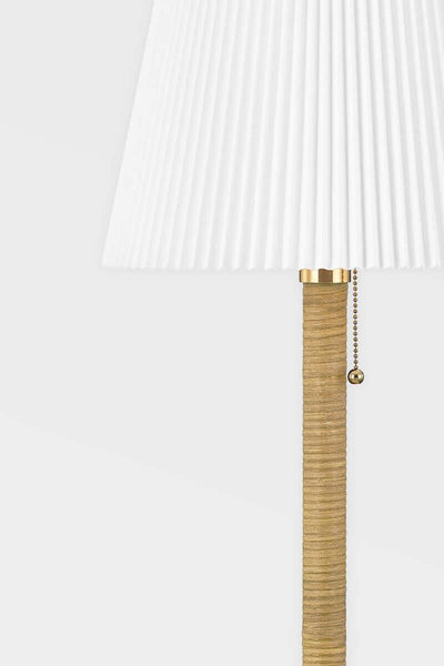 Aged Brass with Folded Fabric Shade Table Lamp - LV LIGHTING