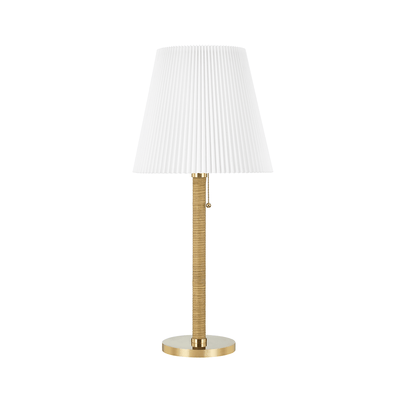 Aged Brass with Folded Fabric Shade Table Lamp - LV LIGHTING