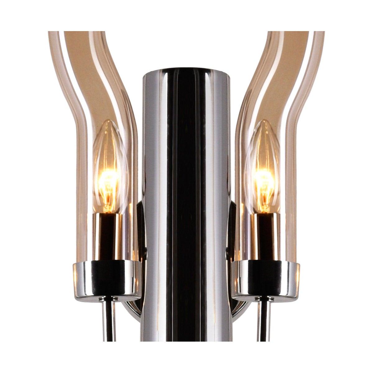 Polished Nickel with Amber Glass Wavey Tube Wall Sconce - LV LIGHTING