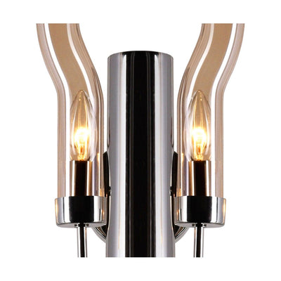 Polished Nickel with Amber Glass Wavey Tube Wall Sconce - LV LIGHTING