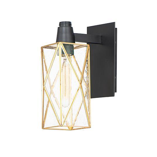 Black Burnished Brass with Ripple Glass Outdoor Wall Sconce - LV LIGHTING