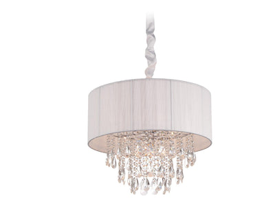 Fabric Drum Shade with Crystal Strand and Drop Chandelier - LV LIGHTING