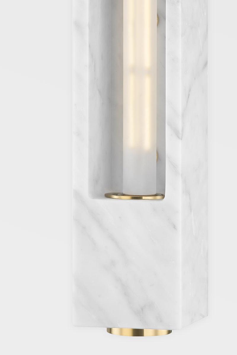 White Marble Frame with Aged Brass Wall Sconce - LV LIGHTING