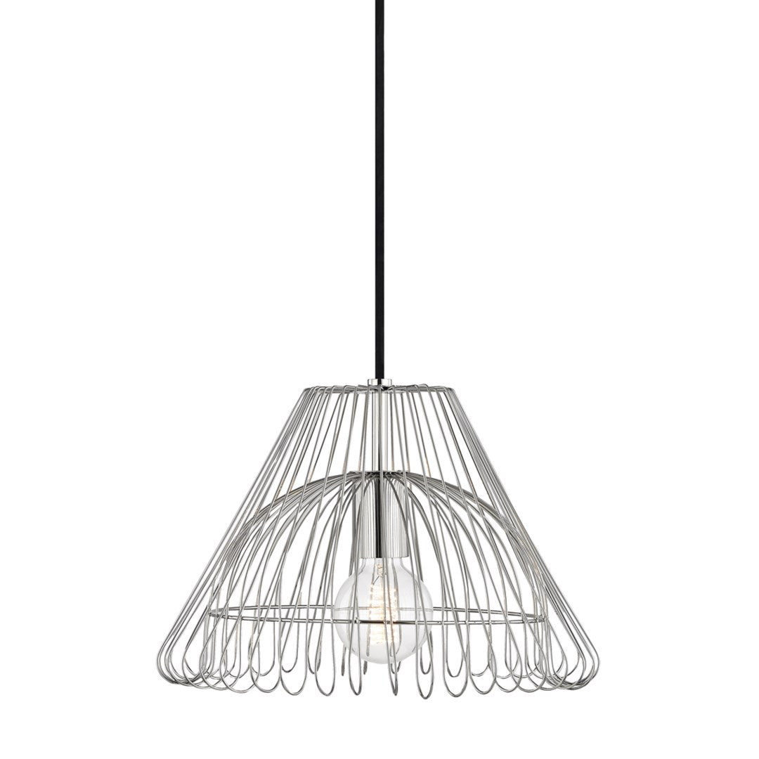 Polished Nickel Wire Shade Pendant