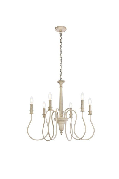 Weathered Dove with 6 Lights Chandelier - LV LIGHTING