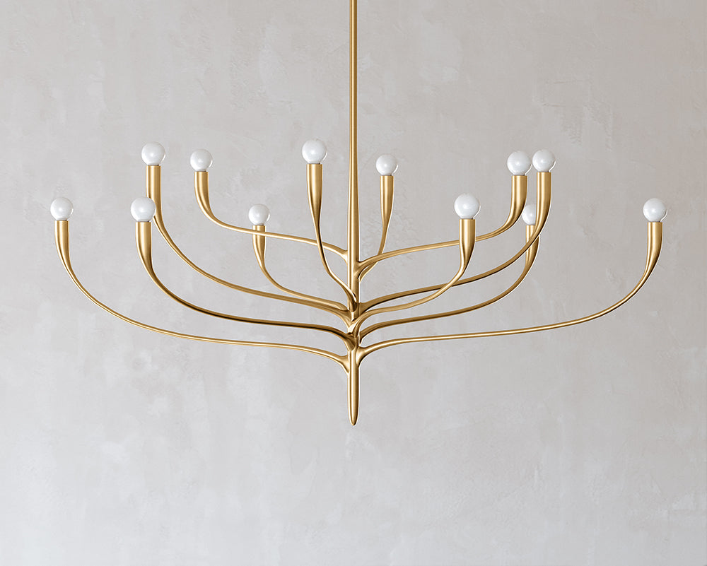 Steel with Swooping Branch Arm Chandelier