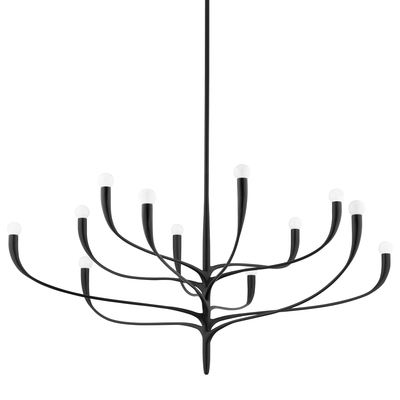 Steel with Swooping Branch Arm Chandelier