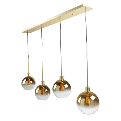 Gold Frame with Gold Semi Transparent Glass Shade Linear Pendant - LV LIGHTING