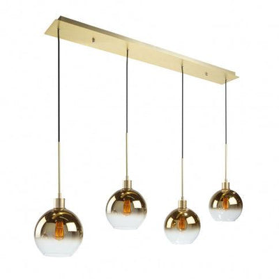 Gold Frame with Gold Semi Transparent Glass Shade Linear Pendant - LV LIGHTING