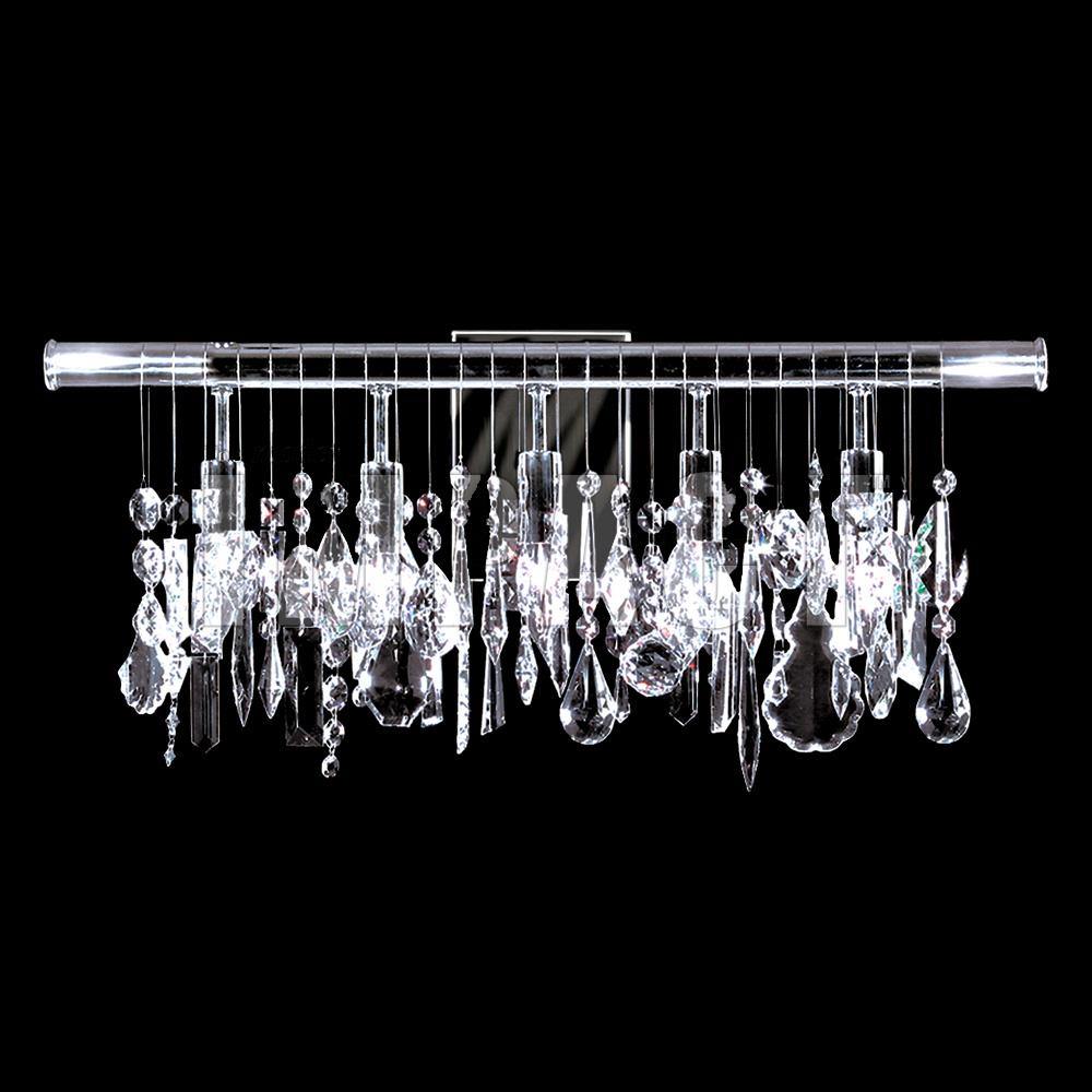 Chrome with Crystal Strand Linear Wall Sconce - LV LIGHTING
