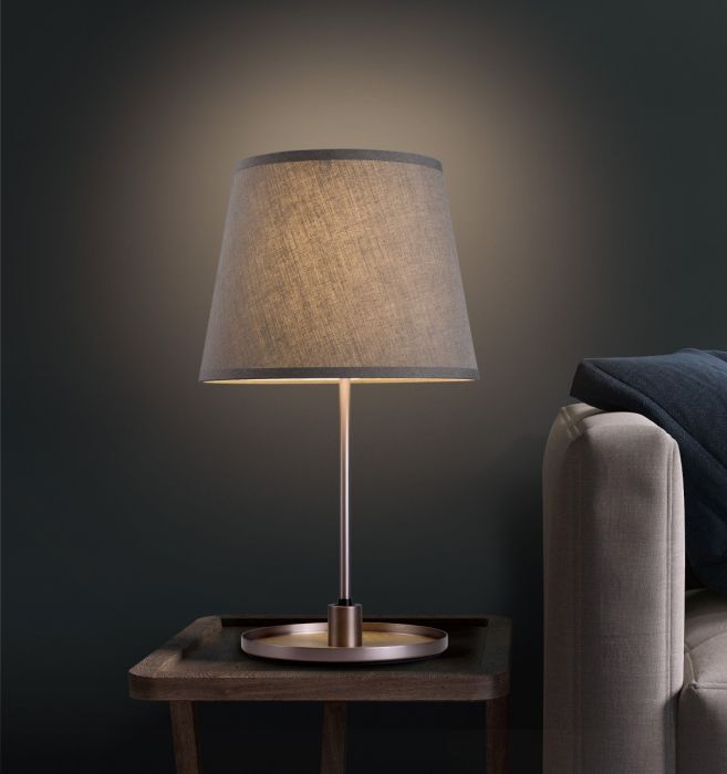 LED Deep Taupe Frame with Grayish Green Fabric Shade Table Lamp