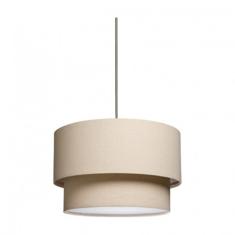 Steel Rod with Double Layer Linen Drum Shade Pendant