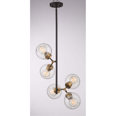 Steel Arms with Clear Glass Shade Adjustable Pendant - LV LIGHTING
