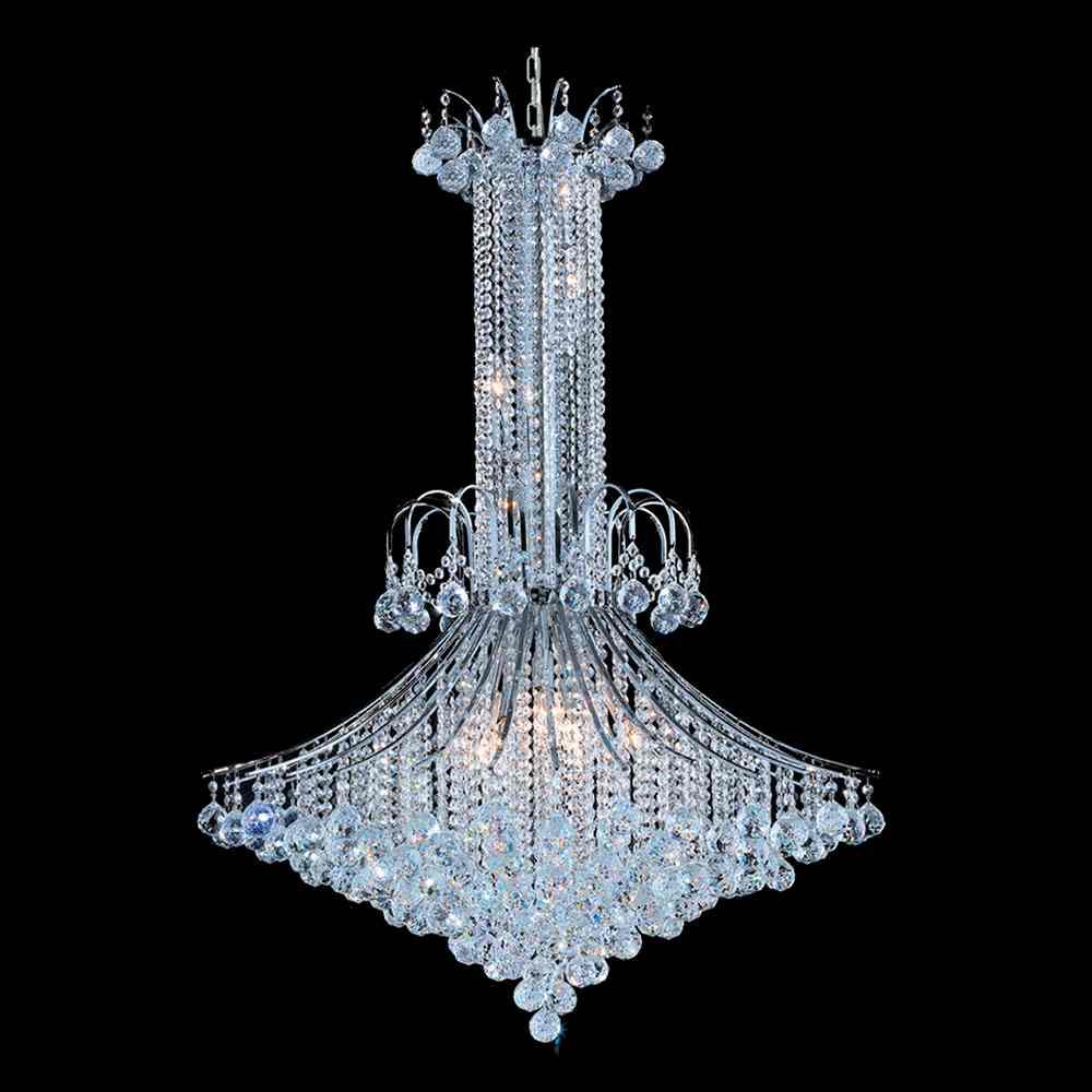 Chrome with Crystal Drop and Strand Chandelier - LV LIGHTING