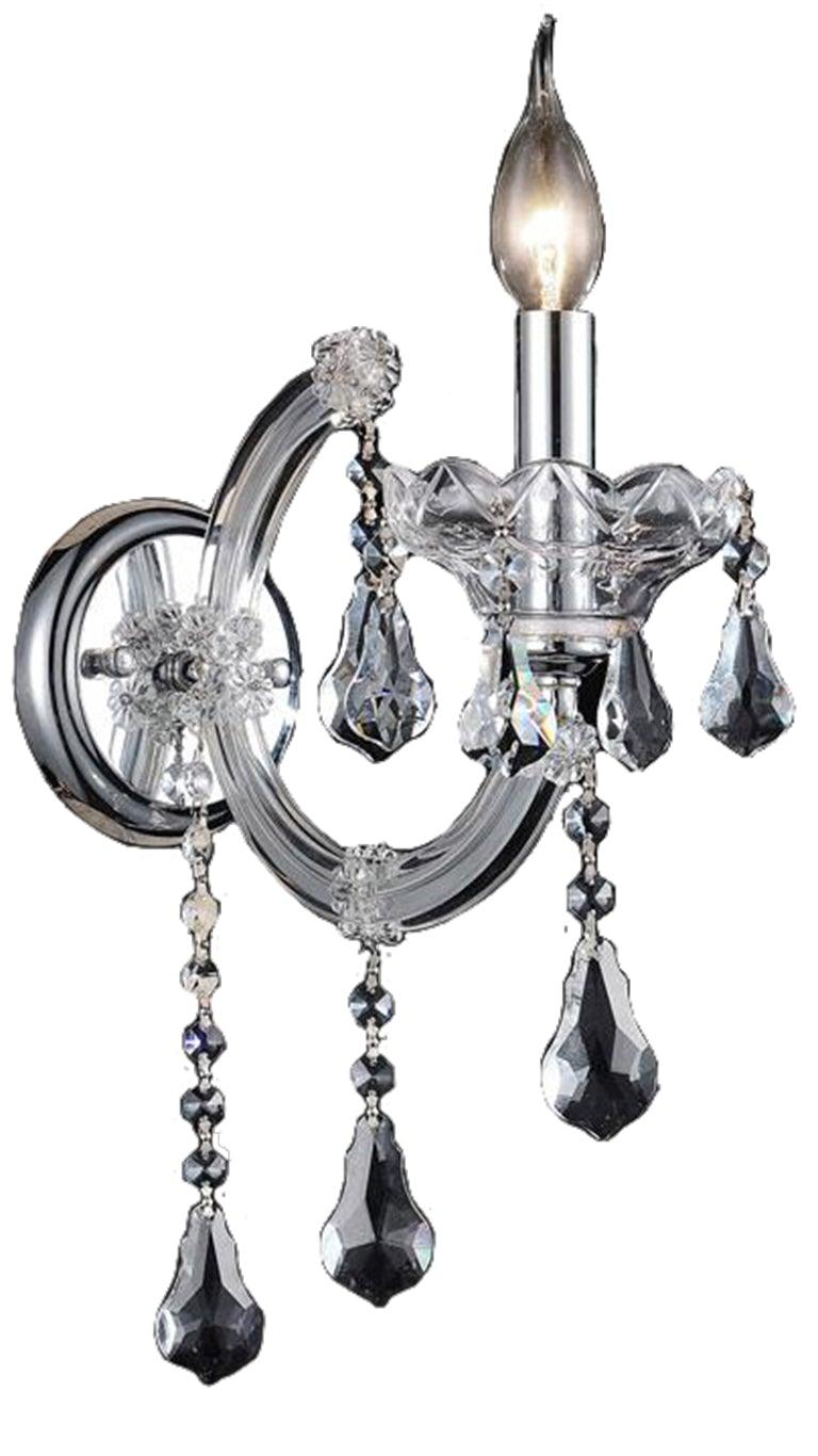 Chrome with Crystal Single Light Wall Sconce - LV LIGHTING