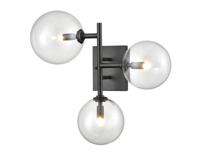 Steel Rod with Clear Glass Globe Wall Sconce