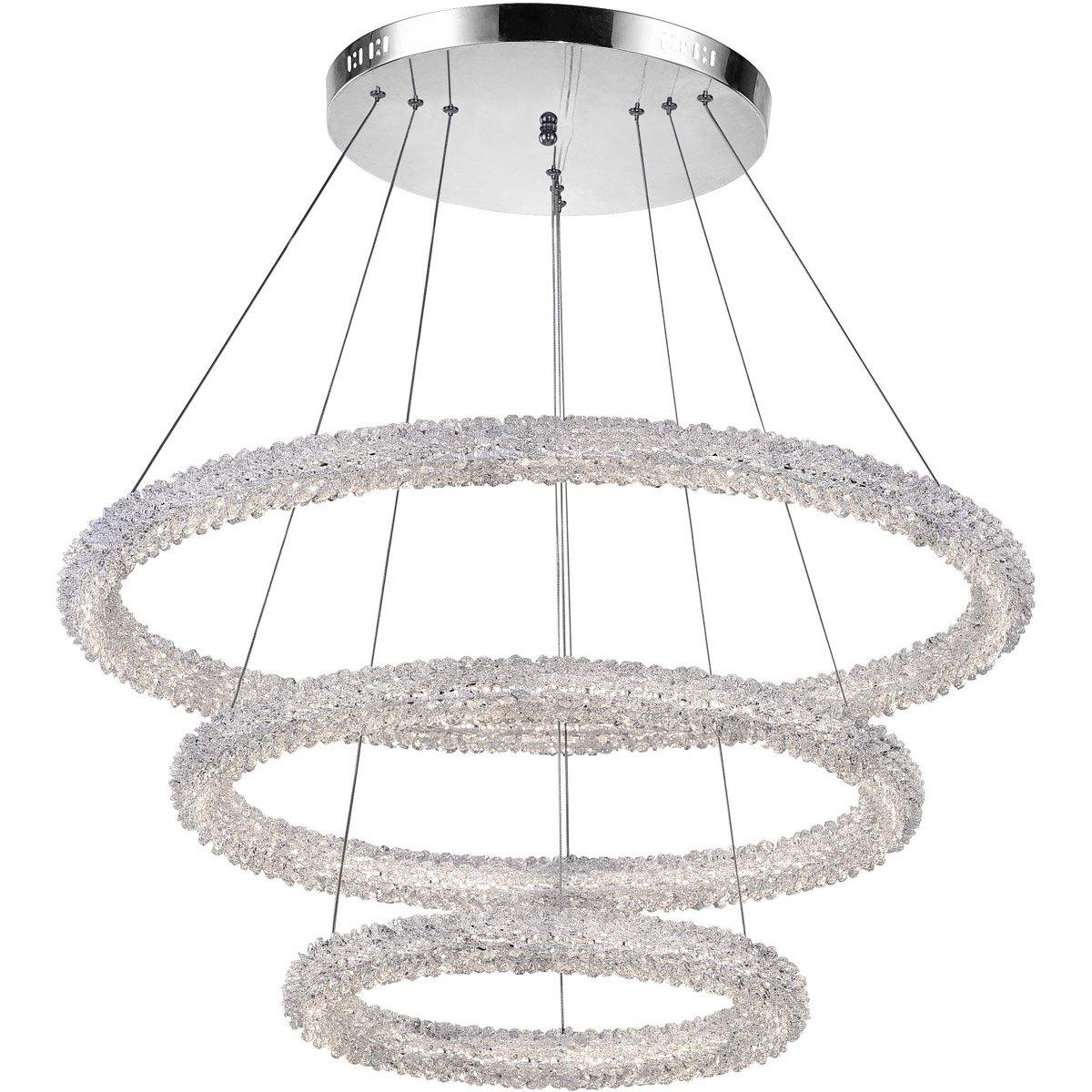 Chrome with Crystal Rings Chandelier - LV LIGHTING
