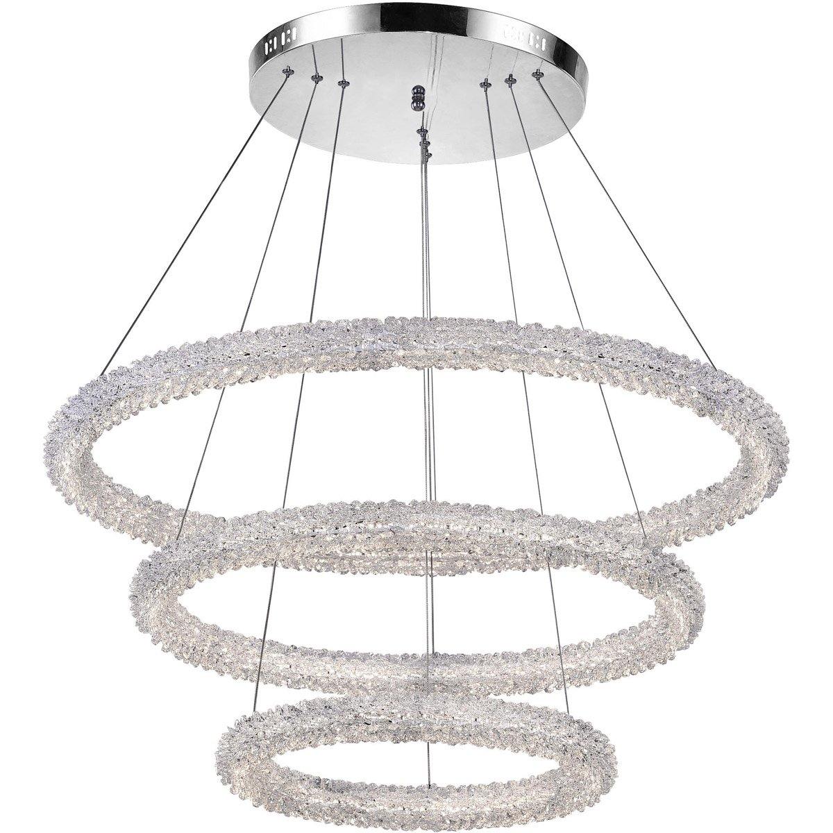 Chrome with Crystal Rings Chandelier - LV LIGHTING