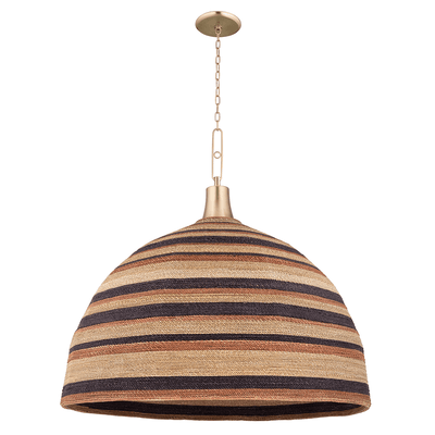 Aged Brass with Multi Colored Woven Shade Chandelier - LV LIGHTING