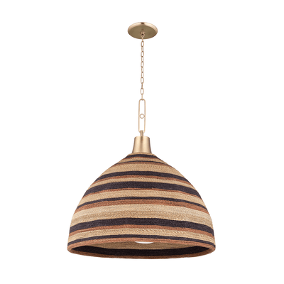 Aged Brass with Multi Colored Woven Shade Chandelier - LV LIGHTING