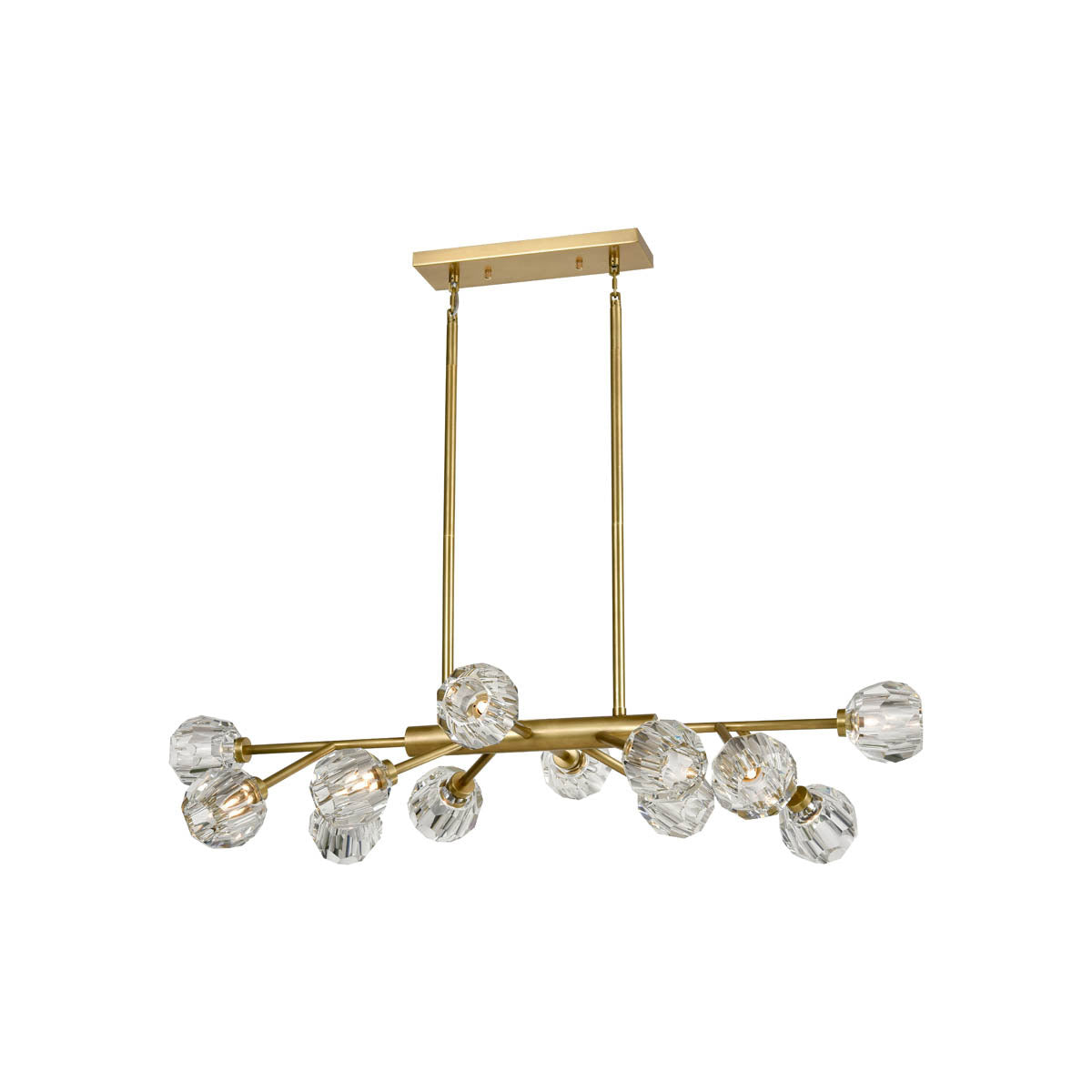Steel Rod Arms with Clear Crystal Shade Linear Chandelier
