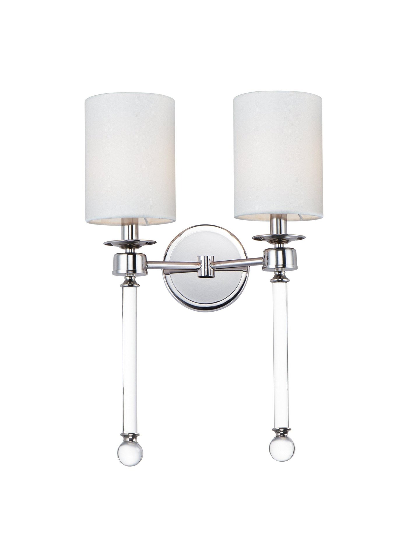 Nickel with Glass and Frosted Shade 2 Light Wall Sconce - LV LIGHTING