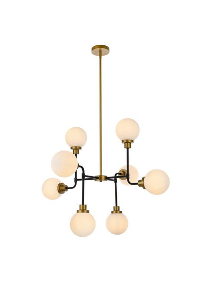 Polish Nickel with Frosted Shade Chandelier - LV LIGHTING